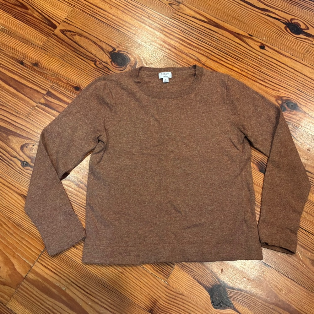 J.Crew Teddie Sweater Womens S Brown Merino Wool Blend Forest Fairy Luxury EUC